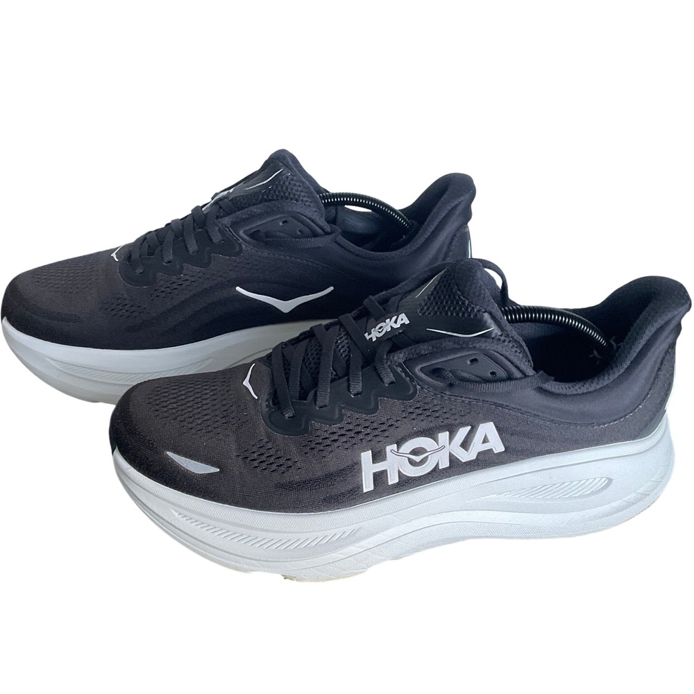 Hoka One One Bondi 8 Mens 11D Black White Max Cushion Running Shoes 1123202 BWHT